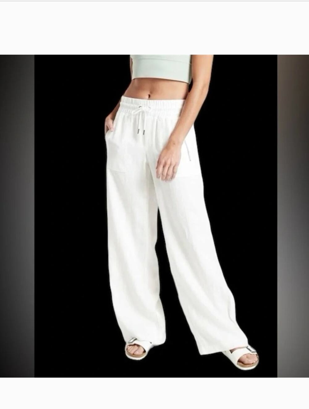 Athleta Cabo 100% Linen Wide Leg Pants Size 4